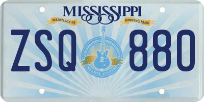 MS license plate ZSQ880