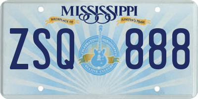MS license plate ZSQ888