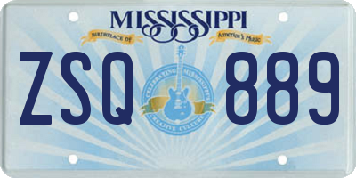 MS license plate ZSQ889