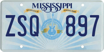 MS license plate ZSQ897