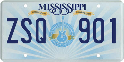 MS license plate ZSQ901