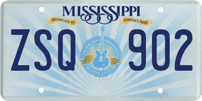 MS license plate ZSQ902