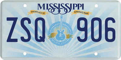 MS license plate ZSQ906