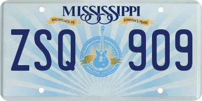 MS license plate ZSQ909