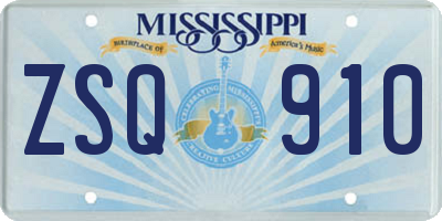 MS license plate ZSQ910