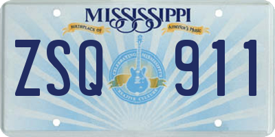 MS license plate ZSQ911