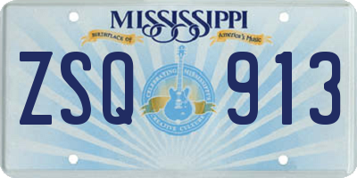 MS license plate ZSQ913