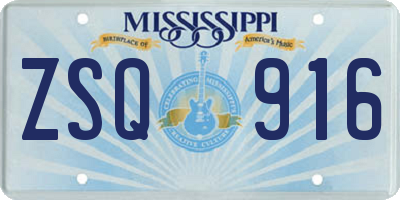 MS license plate ZSQ916