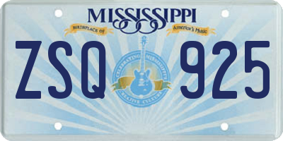 MS license plate ZSQ925