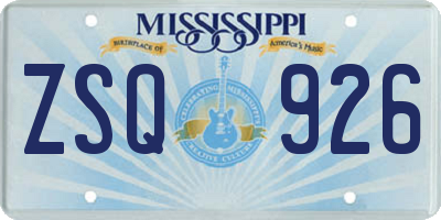 MS license plate ZSQ926