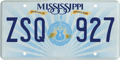 MS license plate ZSQ927
