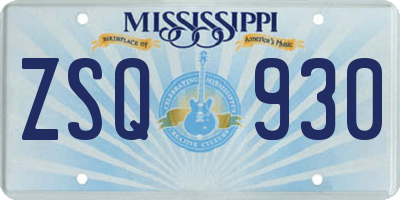 MS license plate ZSQ930