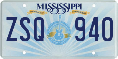 MS license plate ZSQ940