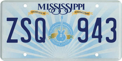MS license plate ZSQ943