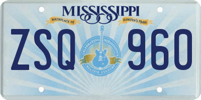 MS license plate ZSQ960
