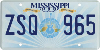 MS license plate ZSQ965