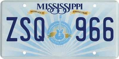 MS license plate ZSQ966