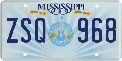 MS license plate ZSQ968