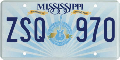 MS license plate ZSQ970