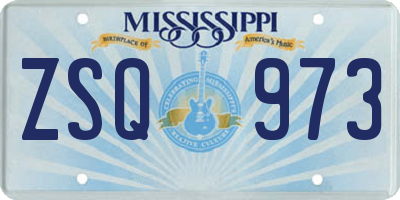 MS license plate ZSQ973