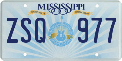 MS license plate ZSQ977