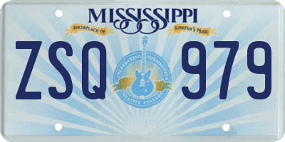 MS license plate ZSQ979