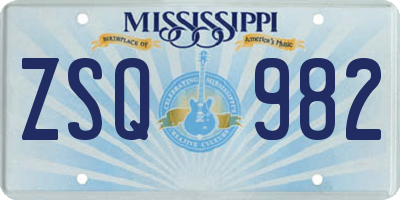 MS license plate ZSQ982