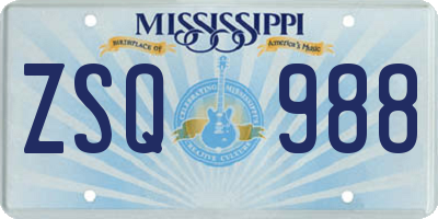 MS license plate ZSQ988