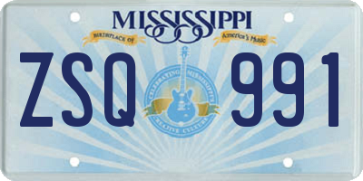 MS license plate ZSQ991