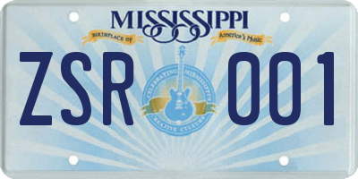 MS license plate ZSR001