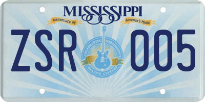MS license plate ZSR005
