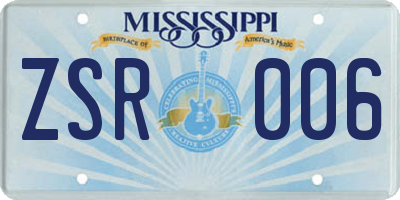 MS license plate ZSR006