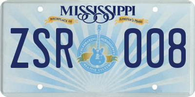 MS license plate ZSR008