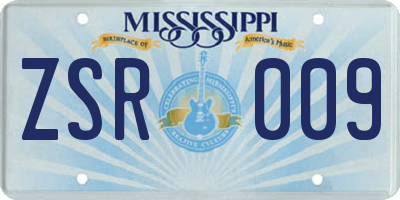 MS license plate ZSR009