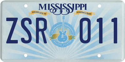MS license plate ZSR011