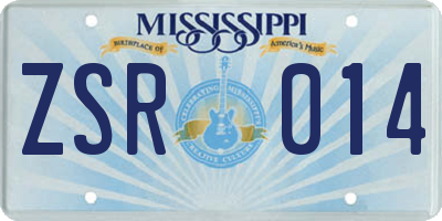 MS license plate ZSR014