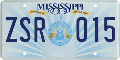 MS license plate ZSR015