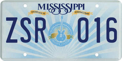 MS license plate ZSR016