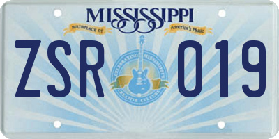 MS license plate ZSR019