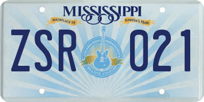 MS license plate ZSR021