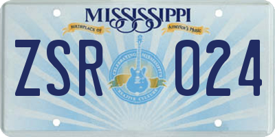 MS license plate ZSR024