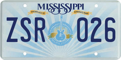 MS license plate ZSR026