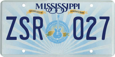 MS license plate ZSR027