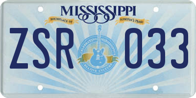 MS license plate ZSR033