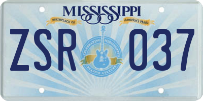 MS license plate ZSR037
