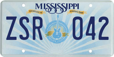 MS license plate ZSR042
