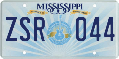MS license plate ZSR044