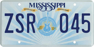 MS license plate ZSR045