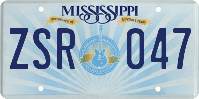MS license plate ZSR047