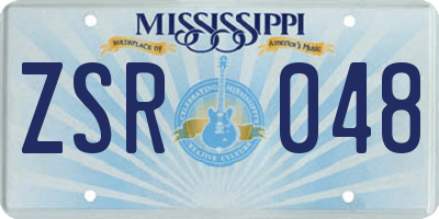 MS license plate ZSR048
